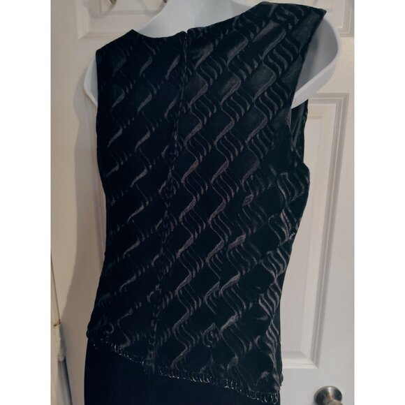 Scott McClintock Black Beaded Velour Sleeveless Maxi Dress W Back Slit 12 - Picture 4 of 8